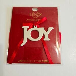 Lenox Ornament “Greetings of The Season” JOY Christmas Porcelain 2.5” NWT